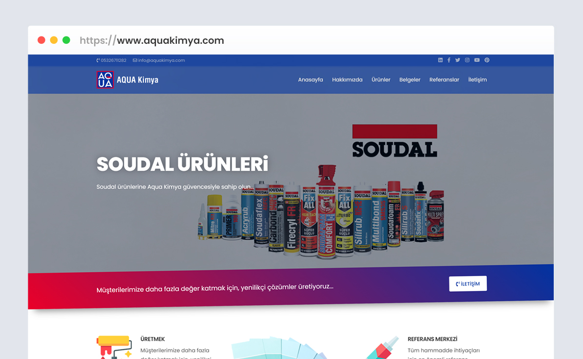 Aqua Kimya web tasarım referansı
